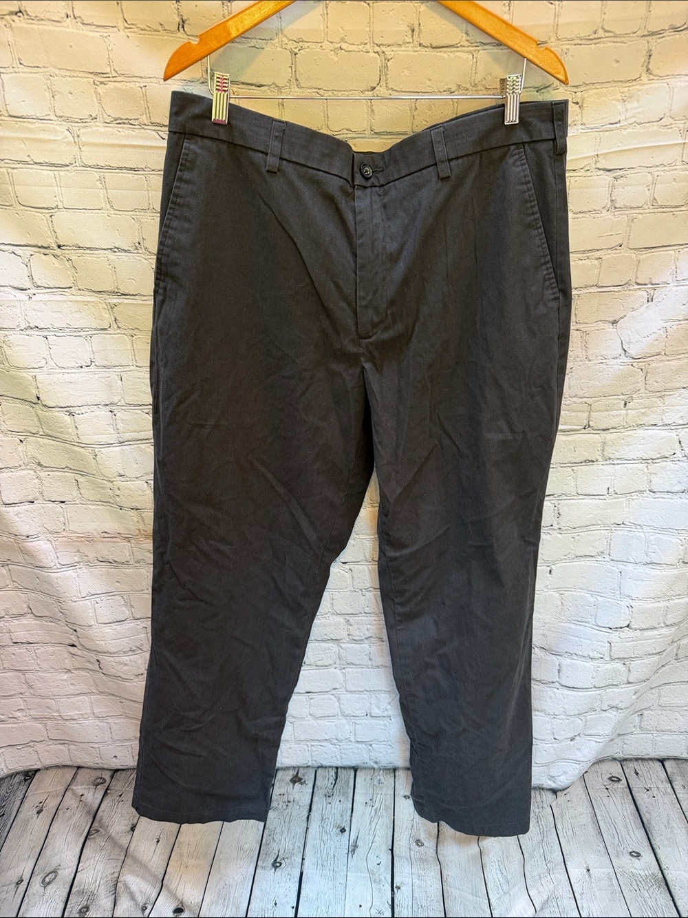 ☀️ Croft & Barrow Easy Care Classic Fit Black Dress Pants Mens 38x32 Stretch
